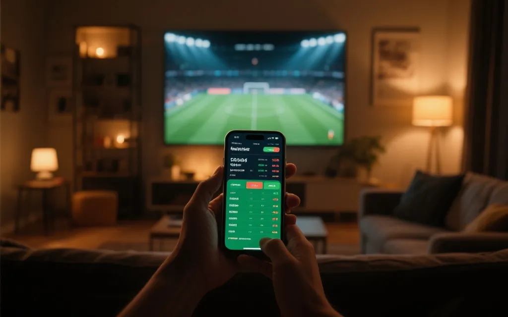 世界杯观赛场景下的手机操作与数据对比示意图